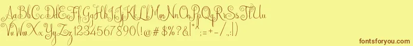 Fonte Australian Script – fontes marrons em um fundo amarelo