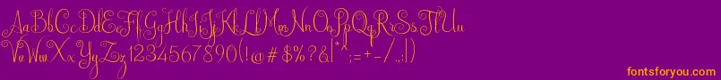 Australian Script-Schriftart – Orangefarbene Schriften auf violettem Hintergrund