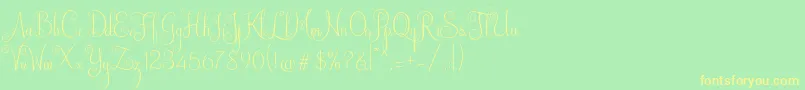 Australian Script-fontti – keltaiset fontit vihreällä taustalla