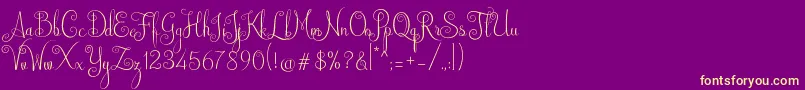 Fonte Australian Script – fontes amarelas em um fundo roxo