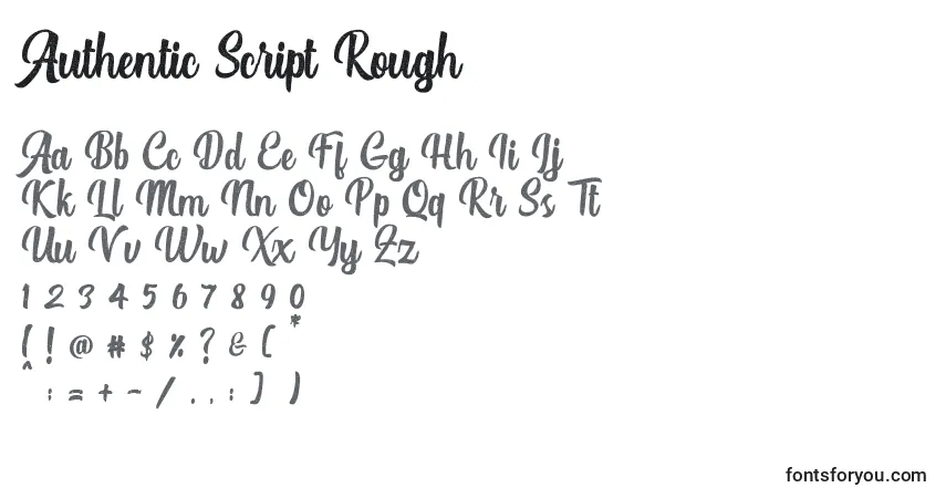 Czcionka Authentic Script Rough – alfabet, cyfry, specjalne znaki