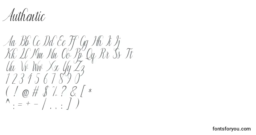 Czcionka Authentic – alfabet, cyfry, specjalne znaki