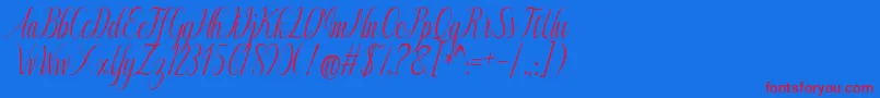 Authentic-Schriftart – Rote Schriften auf blauem Hintergrund