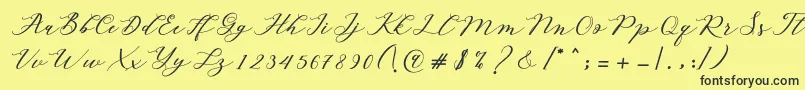 Autines Script-Schriftart – Schwarze Schriften auf gelbem Hintergrund