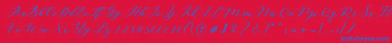 Autines Script Font – Blue Fonts on Red Background