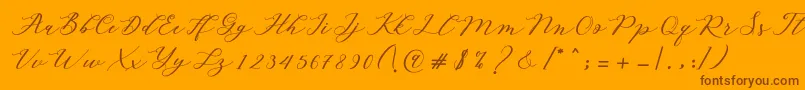 Autines Script Font – Brown Fonts on Orange Background