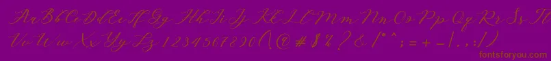 Autines Script-Schriftart – Braune Schriften auf violettem Hintergrund