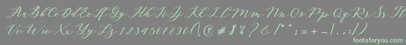Autines Script Font – Green Fonts on Gray Background