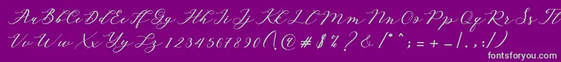 Autines Script Font – Green Fonts on Purple Background
