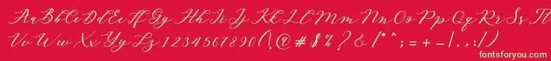 フォントAutines Script – 赤い背景に緑の文字
