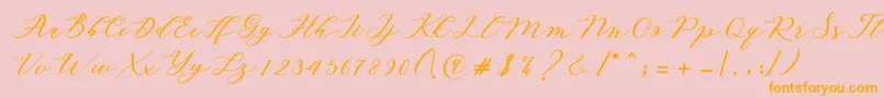 Autines Script Font – Orange Fonts on Pink Background