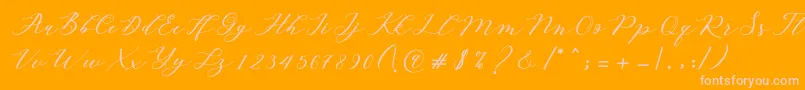 Autines Script-fontti – vaaleanpunaiset fontit oranssilla taustalla