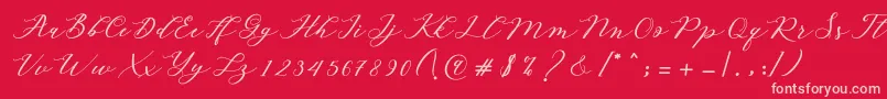 Fonte Autines Script – fontes rosa em um fundo vermelho