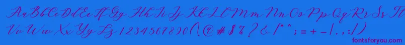 Autines Script Font – Purple Fonts on Blue Background