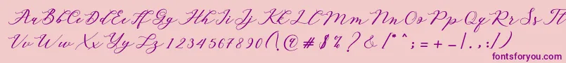Czcionka Autines Script – fioletowe czcionki na różowym tle
