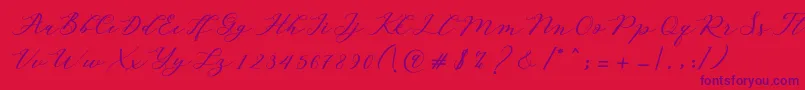 Autines Script-Schriftart – Violette Schriften auf rotem Hintergrund