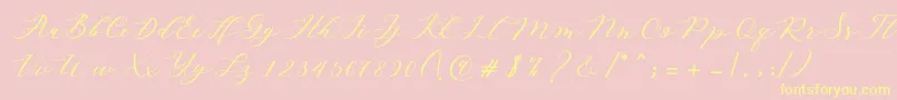 Autines Script Font – Yellow Fonts on Pink Background