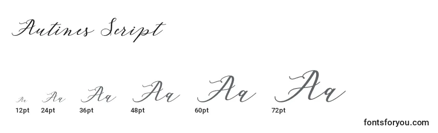 Размеры шрифта Autines Script