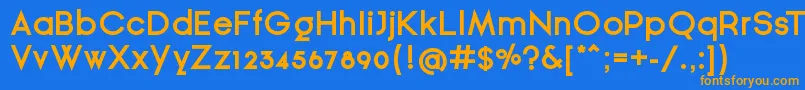 フォントGinРІraSansBold – オレンジ色の文字が青い背景にあります。