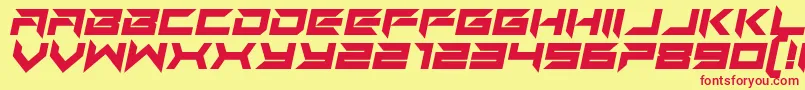 Auto Mode Italic-fontti – punaiset fontit keltaisella taustalla