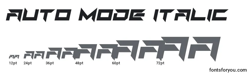 Размеры шрифта Auto Mode Italic