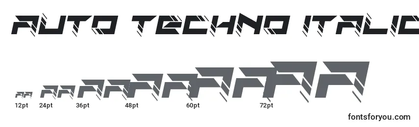 Auto techno italic Font Sizes