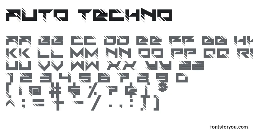 Schriftart Auto techno – Alphabet, Zahlen, spezielle Symbole