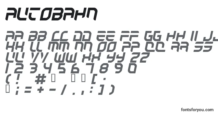 Schriftart AUTOBAHN (120298) – Alphabet, Zahlen, spezielle Symbole