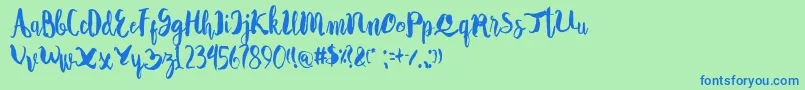 Autodidact Font – Blue Fonts on Green Background