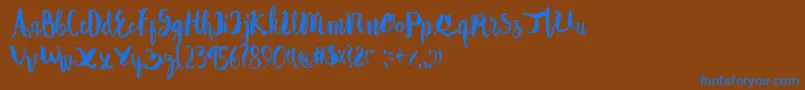 フォントAutodidact – 茶色の背景に青い文字