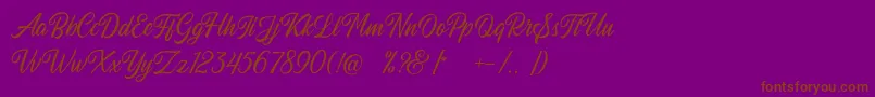 Autogate Regular DEMO-Schriftart – Braune Schriften auf violettem Hintergrund