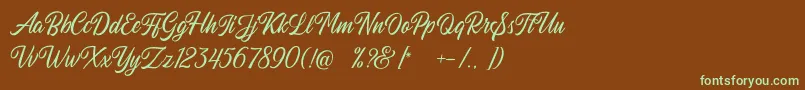 Autogate Regular DEMO Font – Green Fonts on Brown Background