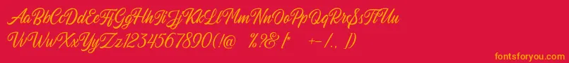 Autogate Regular DEMO-Schriftart – Orangefarbene Schriften auf rotem Hintergrund