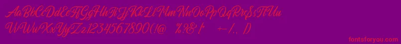 Autogate Regular DEMO-Schriftart – Rote Schriften auf violettem Hintergrund