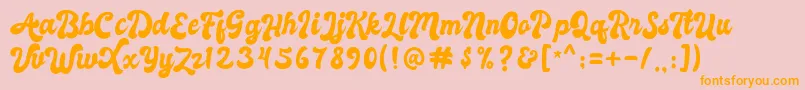 Autolova-Schriftart – Orangefarbene Schriften auf rosa Hintergrund