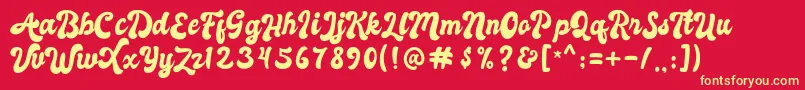 Autolova Font – Yellow Fonts on Red Background