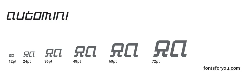 Размеры шрифта Automini