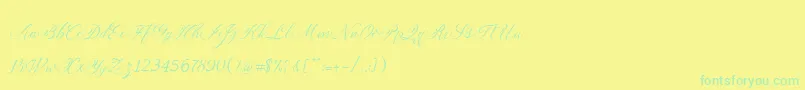 フォントAuttan – 黄色い背景に緑の文字