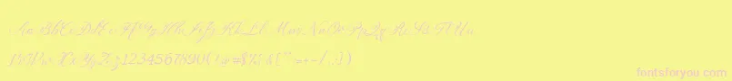 Auttan-Schriftart – Rosa Schriften auf gelbem Hintergrund