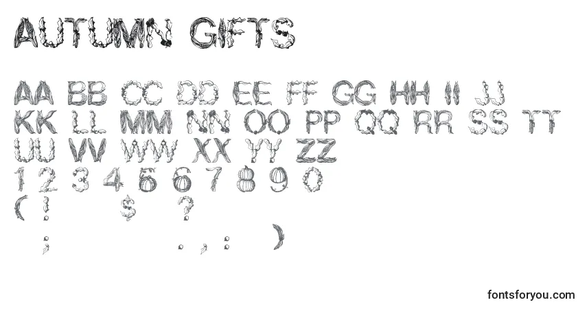 Czcionka Autumn Gifts – alfabet, cyfry, specjalne znaki