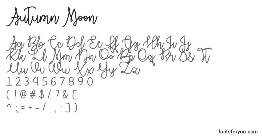 Шрифт Autumn Moon   – алфавит, цифры, специальные символы
