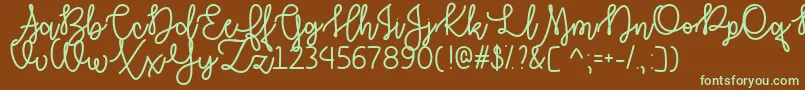 Autumn Moon   Font – Green Fonts on Brown Background