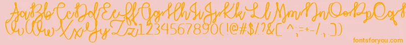 Autumn Moon  -Schriftart – Orangefarbene Schriften auf rosa Hintergrund