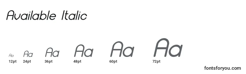 Größen der Schriftart Available Italic