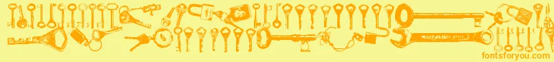 Avain-Schriftart – Orangefarbene Schriften auf gelbem Hintergrund