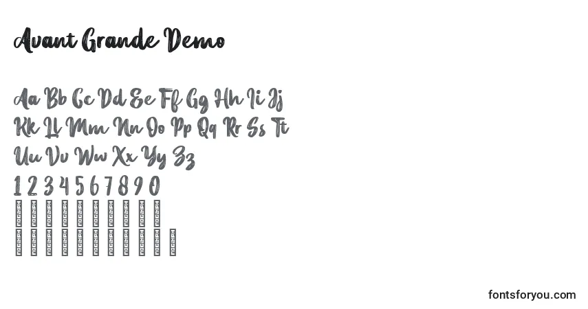 Шрифт Avant Grande Demo – алфавит, цифры, специальные символы