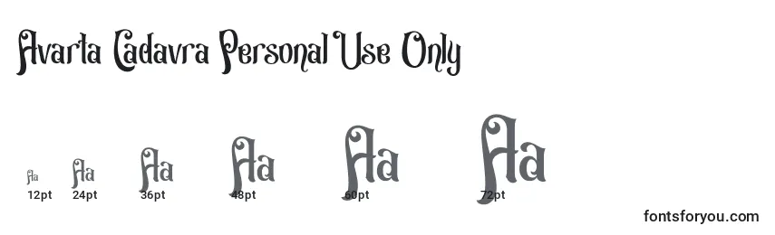 Avarta Cadavra Personal Use Only Font Sizes