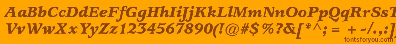 UsherwoodstdBlackitalic-fontti – ruskeat fontit oranssilla taustalla