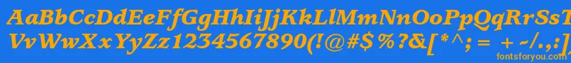 フォントUsherwoodstdBlackitalic – オレンジ色の文字が青い背景にあります。