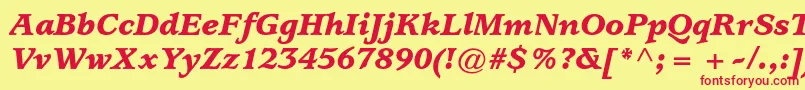 フォントUsherwoodstdBlackitalic – 赤い文字の黄色い背景